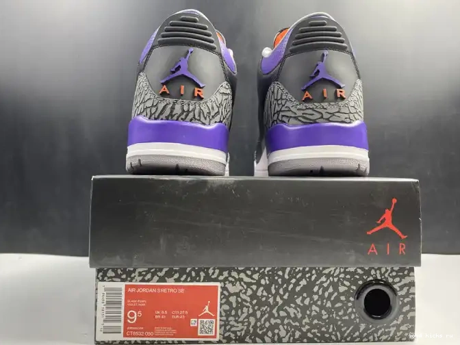 80% Off Sale Black CT8532 Air 3 Court Retro 050 Jordan Purple 0509